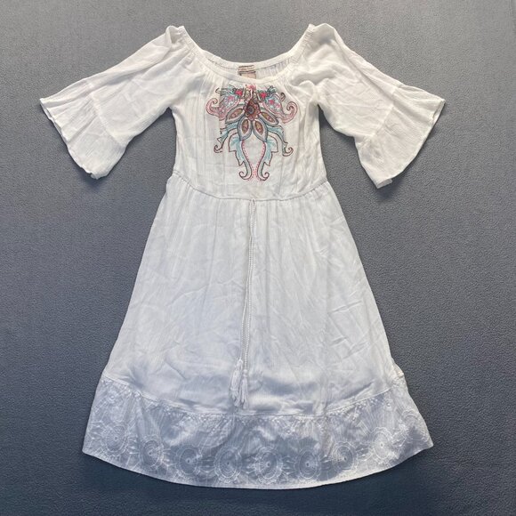 Flying Tomato Embroidered Rayon Floral White Dress Size Large - Picture 10 of 10